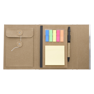 Woodgrain Padfolio With Sticky Notes And Flags