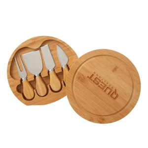 5-Piece Swivel Top Bamboo Cheese Board Set